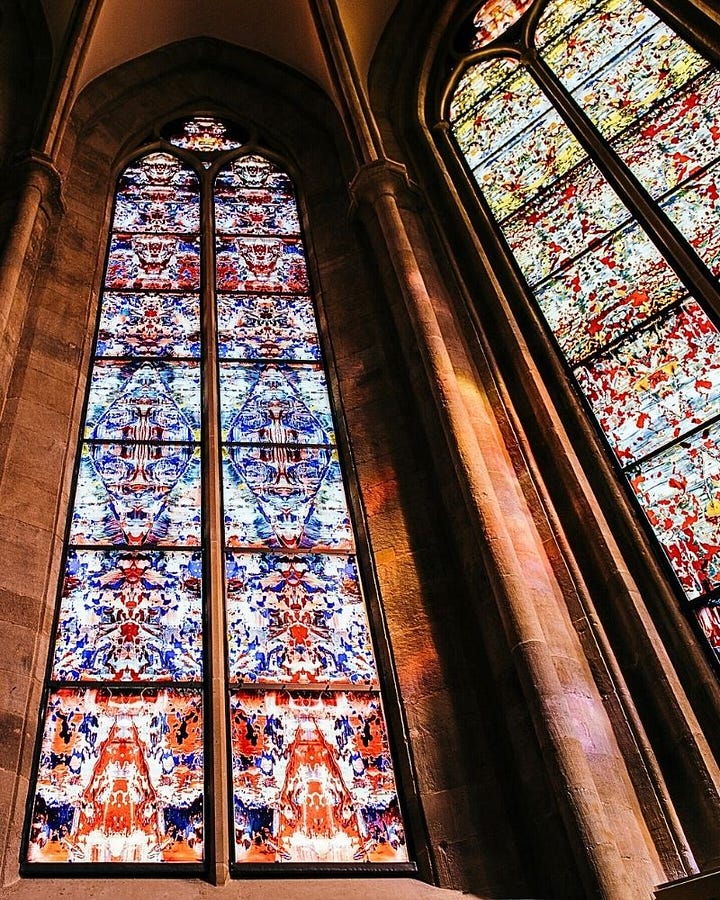 Stained glass windows by contemporary artist Gerhard Richter at the Cologne Cathedral