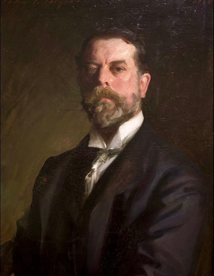 A self portrait and portrait sketch by John Singer Sargent, a plein-air watercolor by Sargent, and a photograph of Emily Sargent sketching at the National Gallery in London.