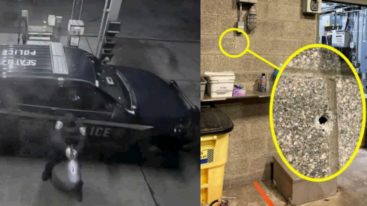 A cop shot a wall at the North Precinct
