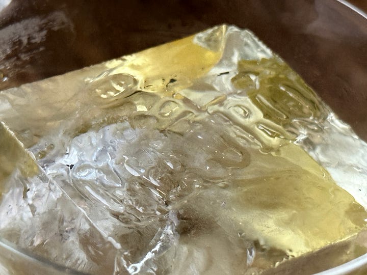 Cocktail and ice cube, Bar Mauro, Mexico City