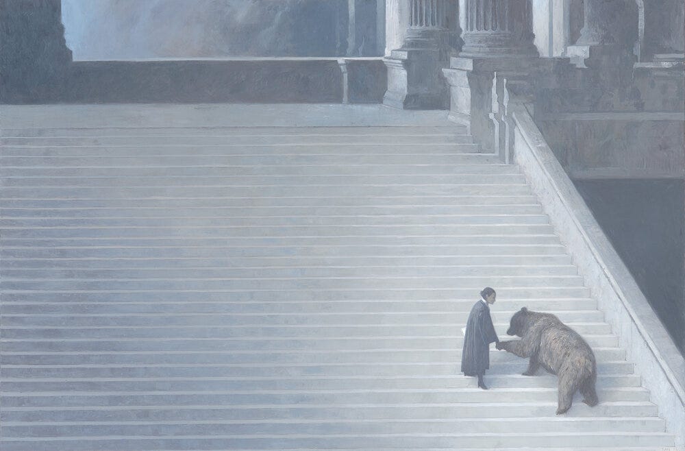 A bear and her lawyer, signed edition of 300, image approx 30 x 45cm
