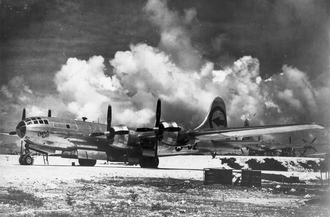 The Boeing B-29 named the "Enola Gay" is seen on Tinian in the Marianas Islands.