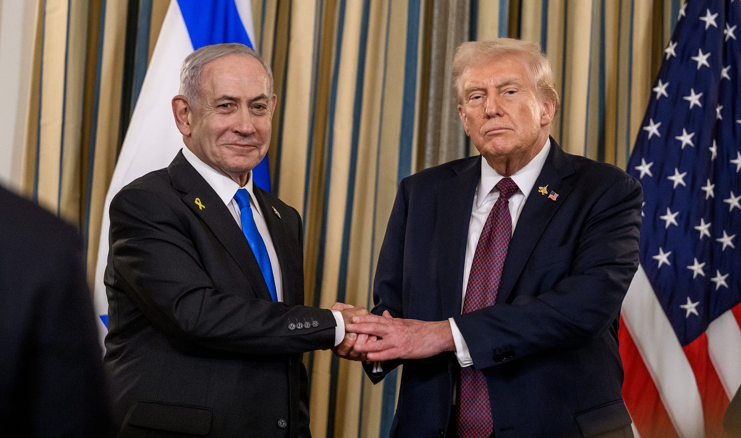 Trump and Netanyahu shake hands Trump and Netanyahu shake hands
