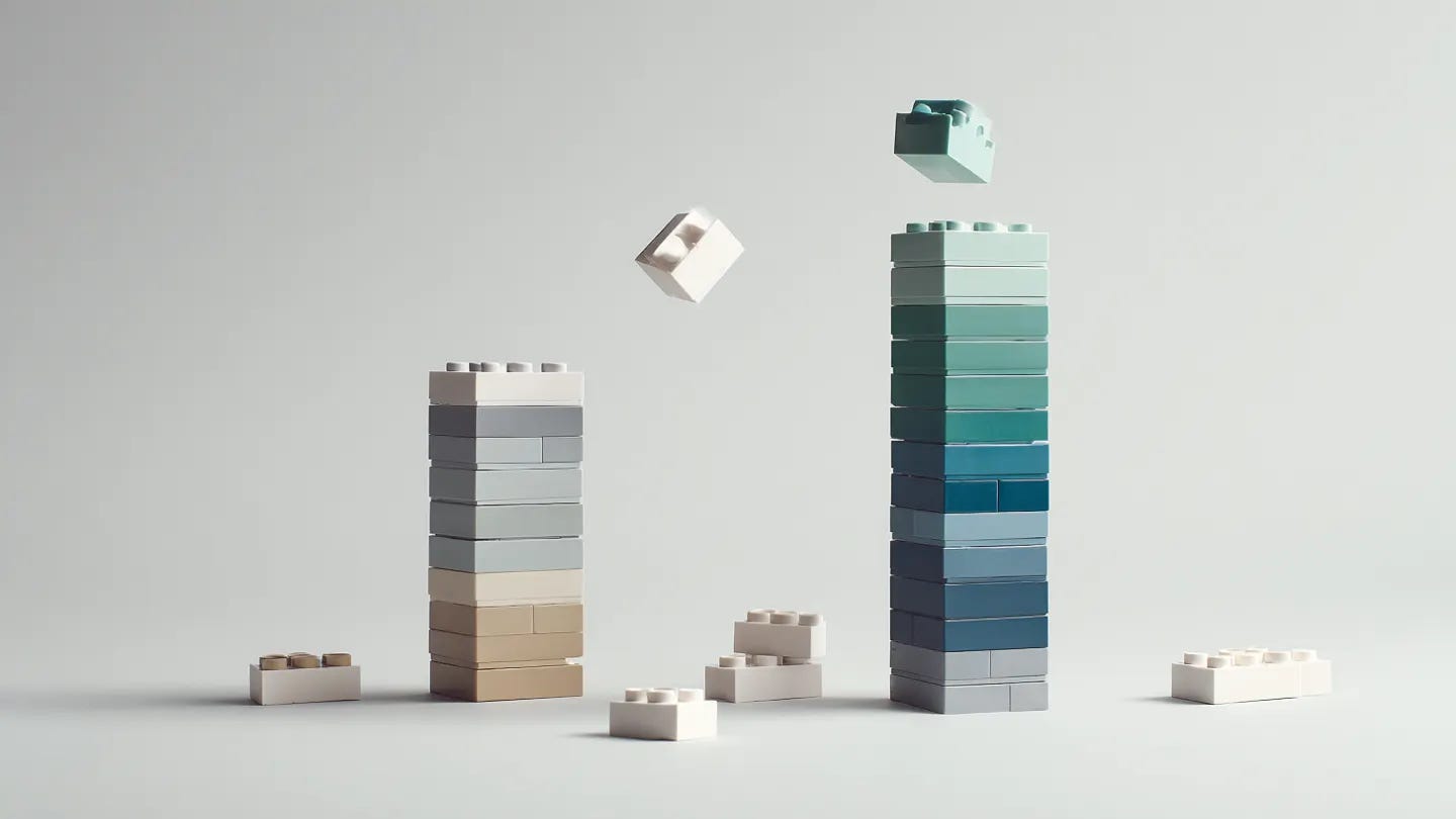 Lego towers in sea scape colors Lego towers in sea scape colors