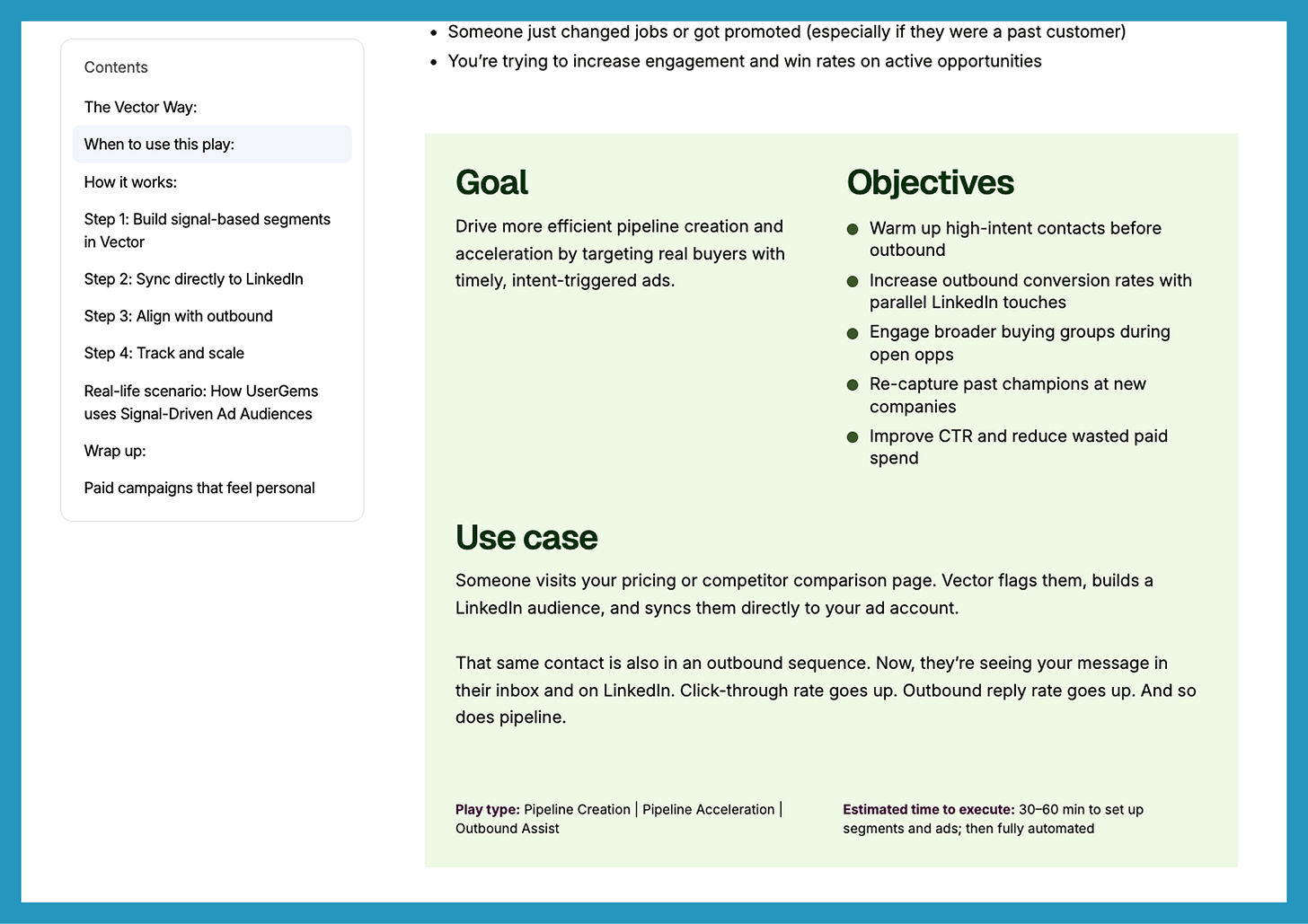 B2B content marketing example: Vector's Proven Playbooks
