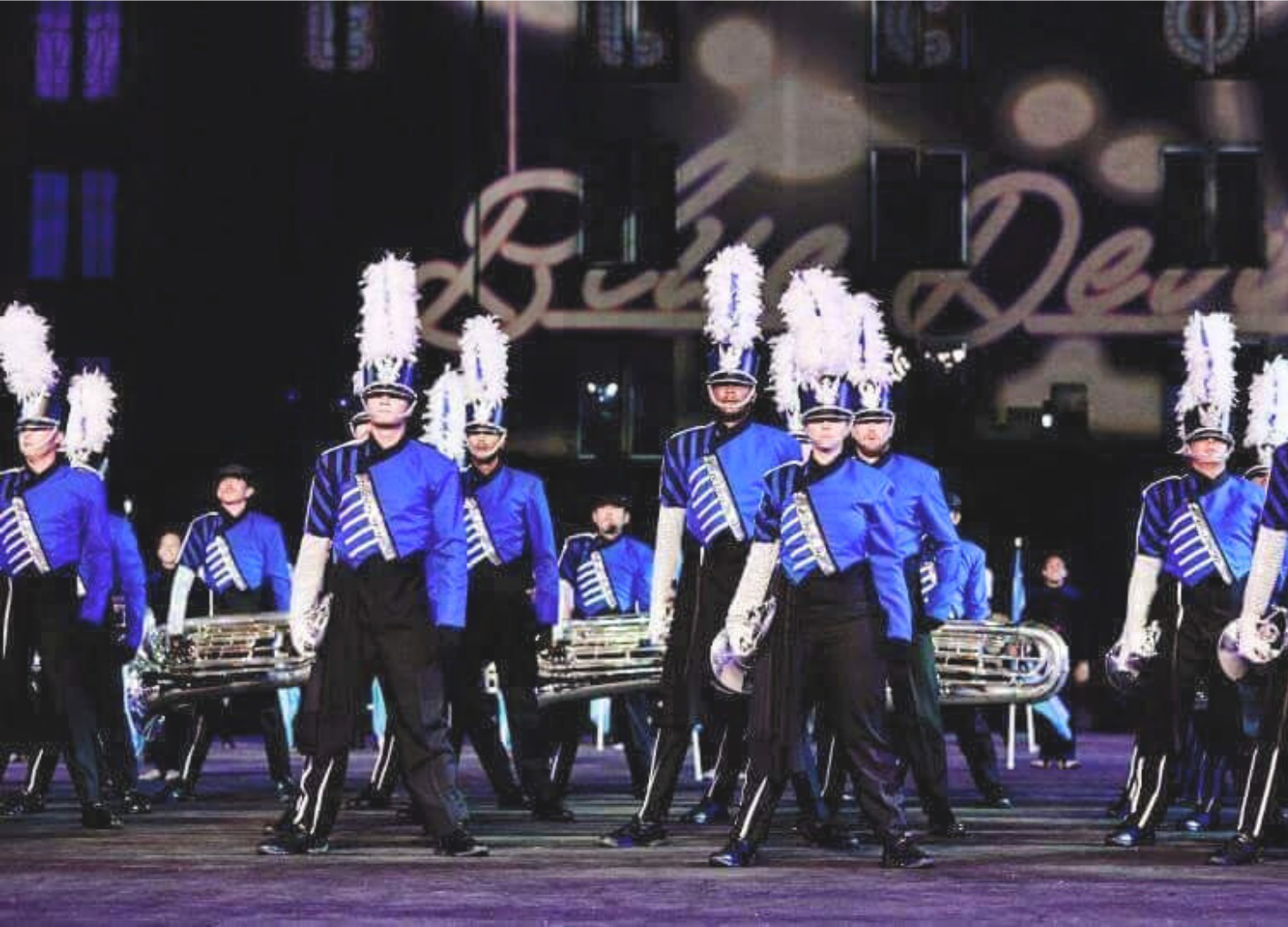 Sarah Connelly Makiyama performing with the Blue Devils International European Tour, 2015