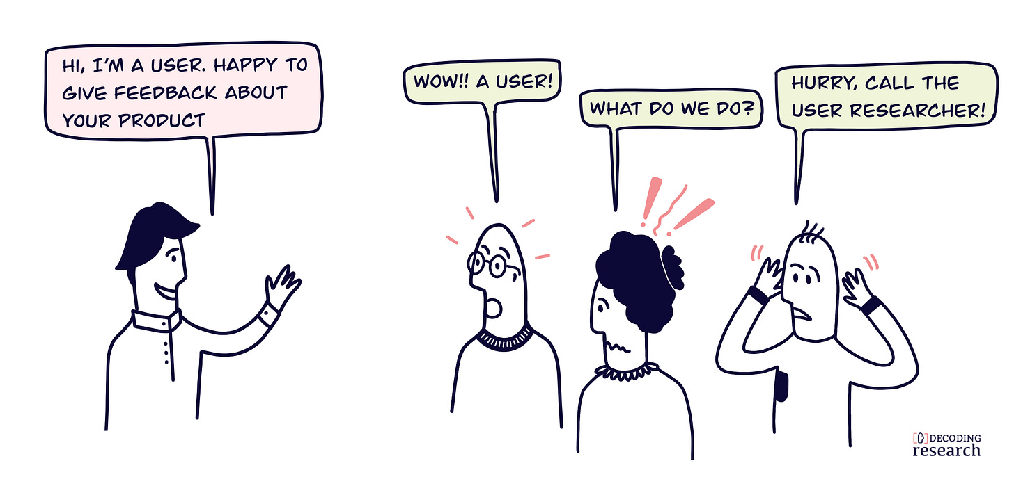 User giving feedback on the product