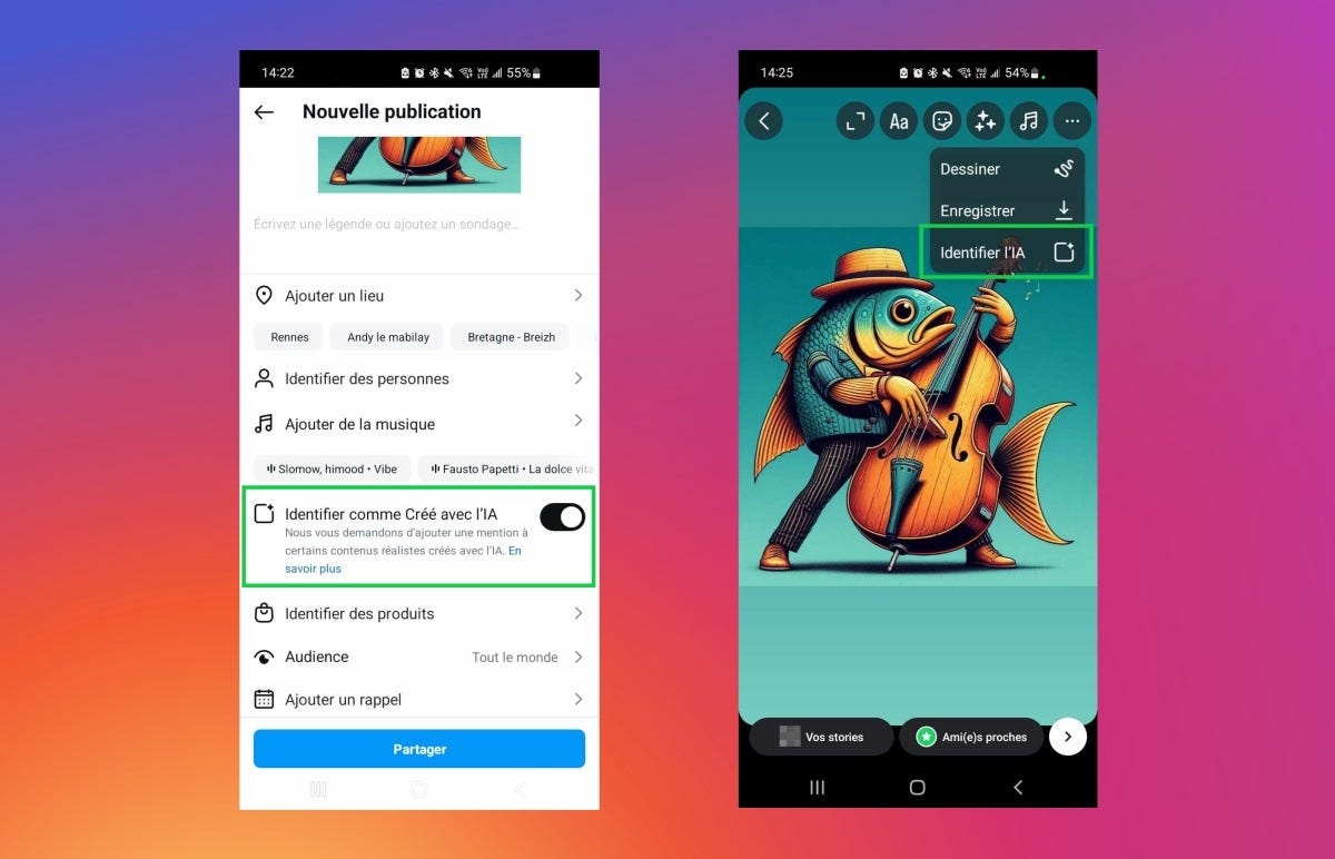 Identifier post IA Instagram