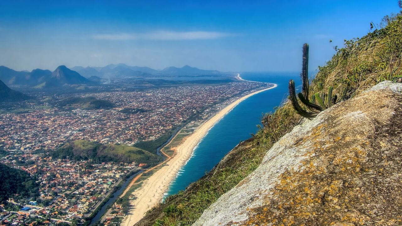 A beach stretches for miles into the distance