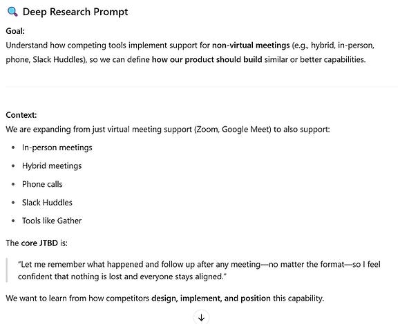 Ask AI (GPT) to generate a AI deep research prompt.