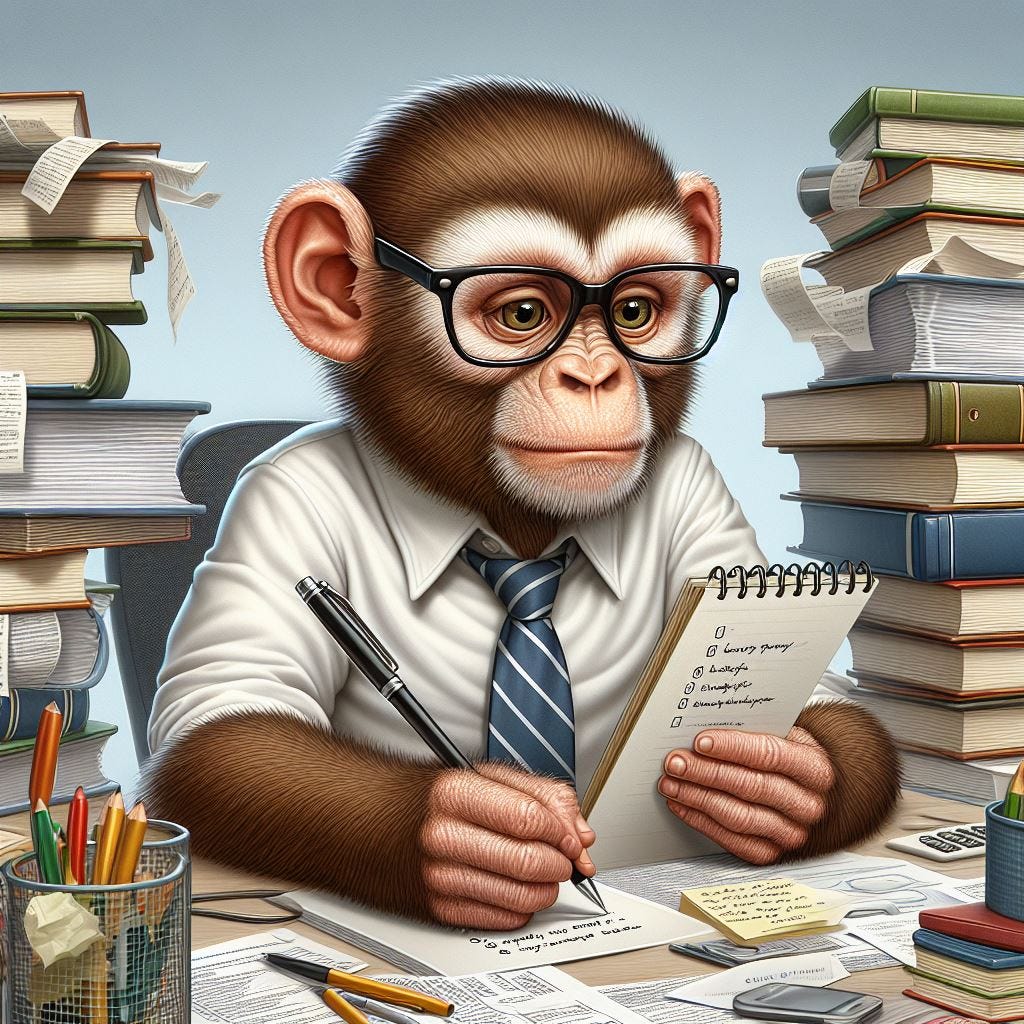 realistic Monkey making lists