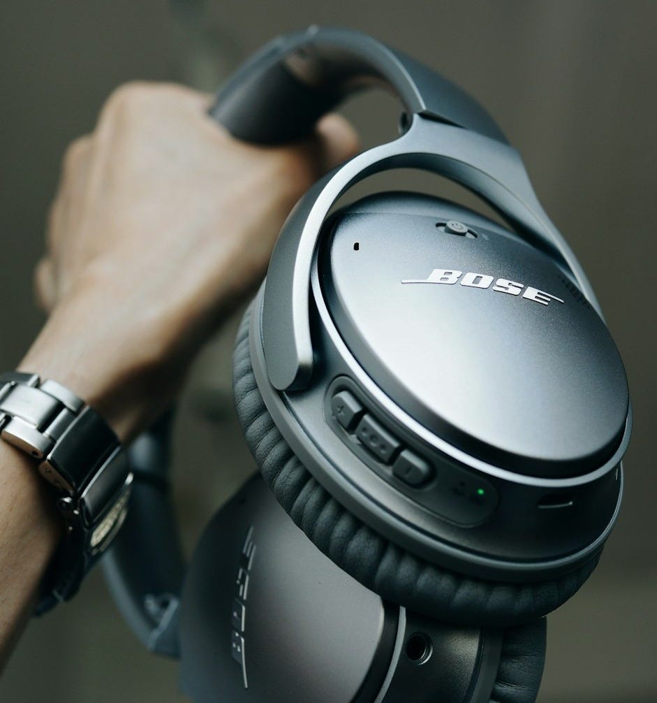 black Bose cordless headphones