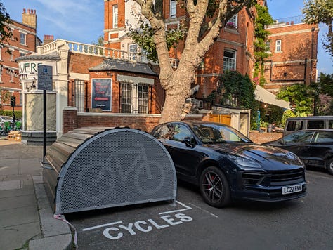 Photos of Cyclehoop secure cycle hangars on various on street locations in Westminster 