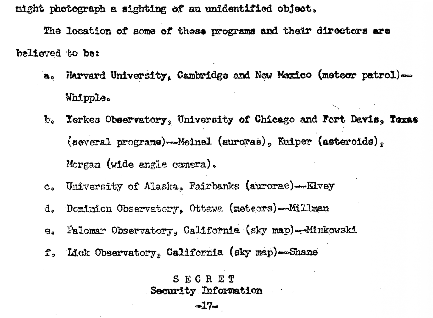 A list of sky patrol programs and their directors as compiled by the Robertson Panel. A list of sky patrol programs and their directors as compiled by the Robertson Panel.