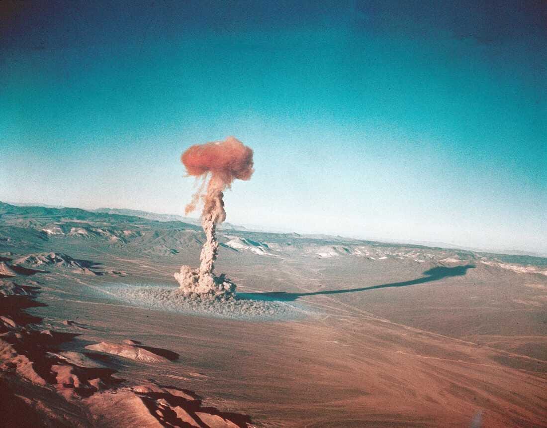 A sub-surface atomic test is shown March 23, 1955 at the Nevada Test Site near Yucca Flats, Nev.
