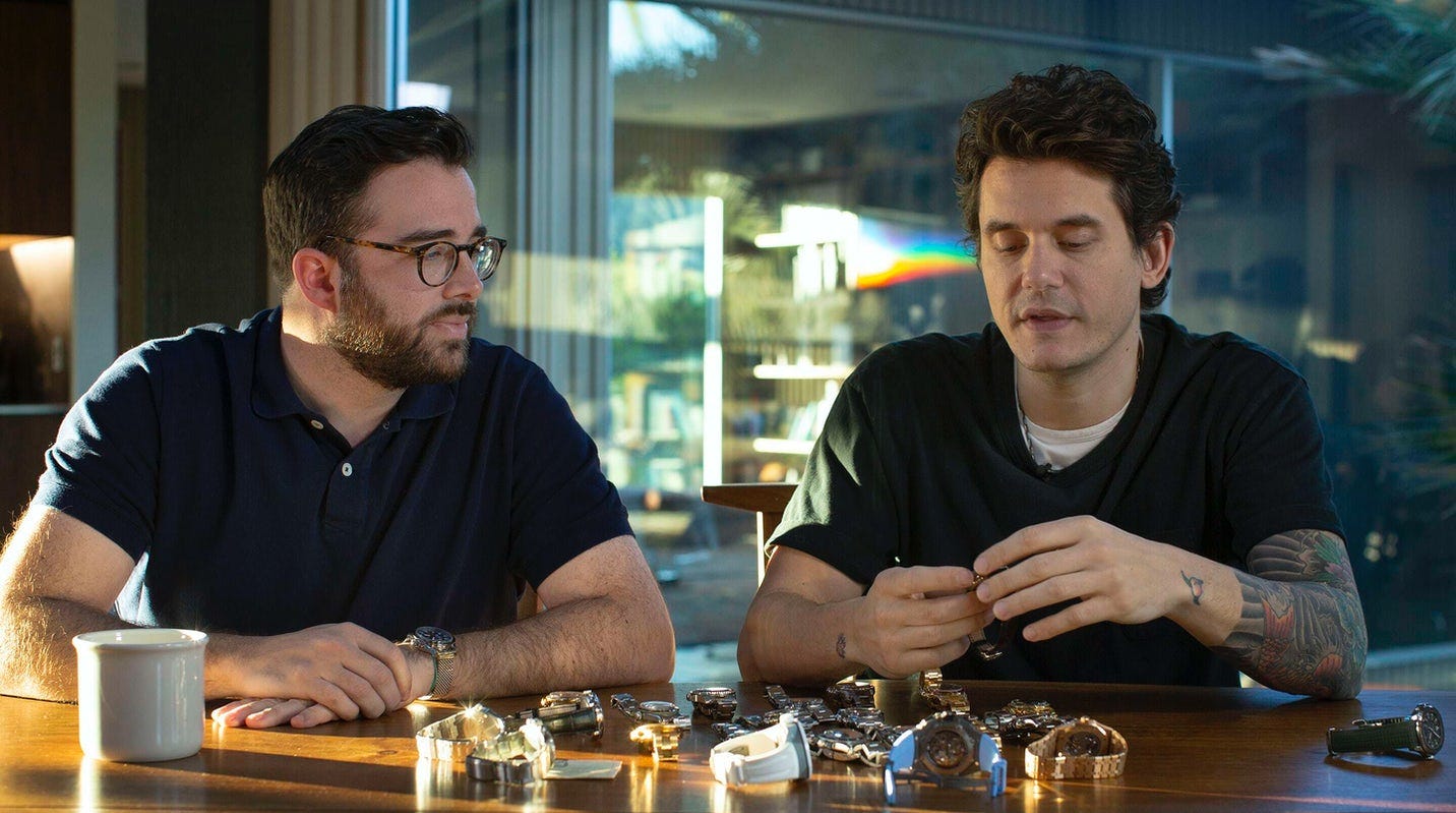 A still from Hodinkee's Talking Watches 2 with John Mayer. Hodinkee.