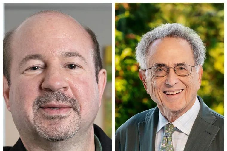 Michael Mann of the University of Pennsylvania (left) and Robert Socolow of Princeton University are winners of the 2023 Scott Awards. Michael Mann of the University of Pennsylvania (left) and Robert Socolow of Princeton University are winners of the 2023 Scott Awards.