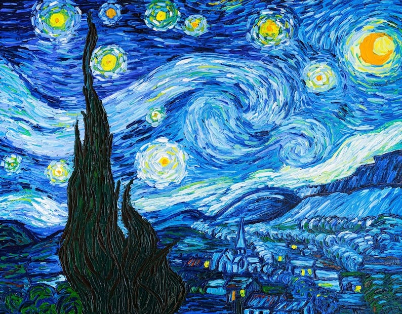 La noche estrellada - Vincent Van Gogh - Artesanía hecha a mano imagen 1