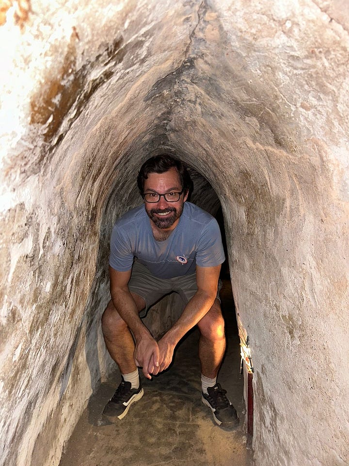Author in Cu Chi tunnel