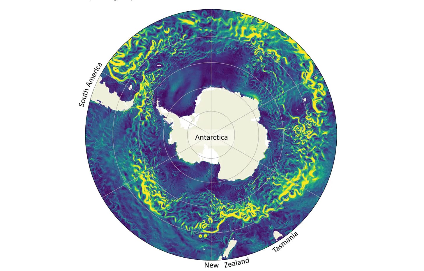 A graphic showing the clockwise current around the Antarctic A graphic showing the clockwise current around the Antarctic