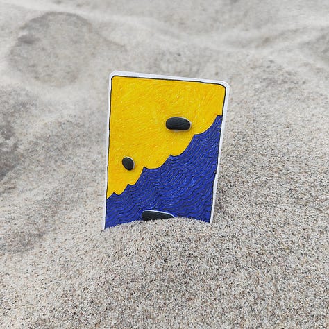 Cards, stones, flower, pens – available for purchase)
