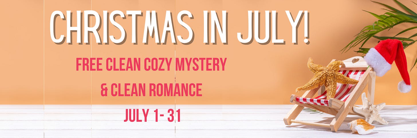 Christmas In July promo banner with a Christmas-themed beach chair