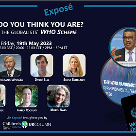 2 days Until 76th W.H.O. WHA! As We Prepare To Launch "Sue The WHO" For Tomorrow, Please WATCH EXPOSE TODAY: "W.H.O. Do YOU Think You Are? Exposing The Globalists WHO Scheme." Friday May 19, 2-5EST