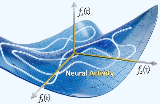 Neural manifolds are abstraction of neural trajectories and neural dynamics as low representation of high dimensional neural activity. Neural manifolds are abstraction of neural trajectories and neural dynamics as low representation of high dimensional neural activity.
