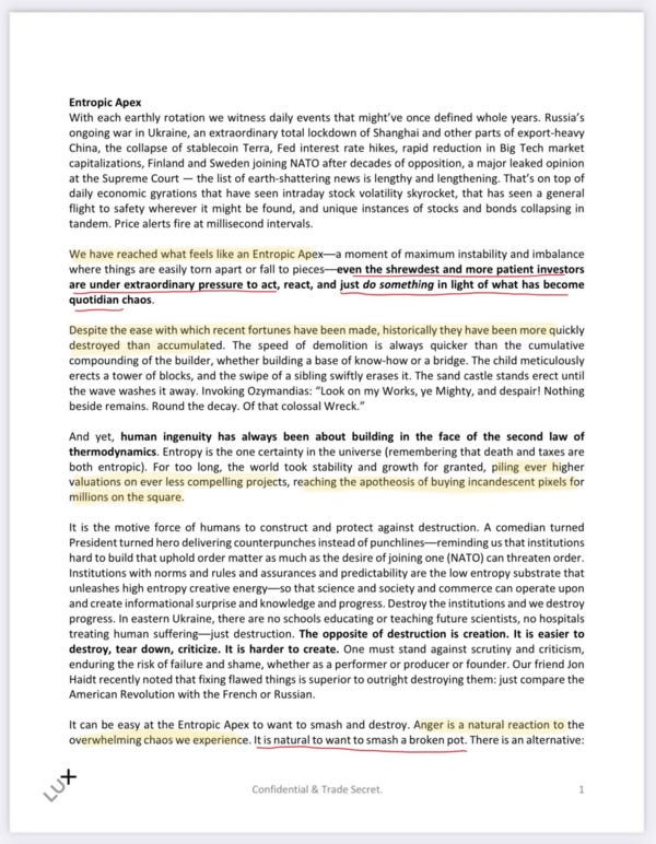 Page of the Lux Quarterly Letter Page of the Lux Quarterly Letter