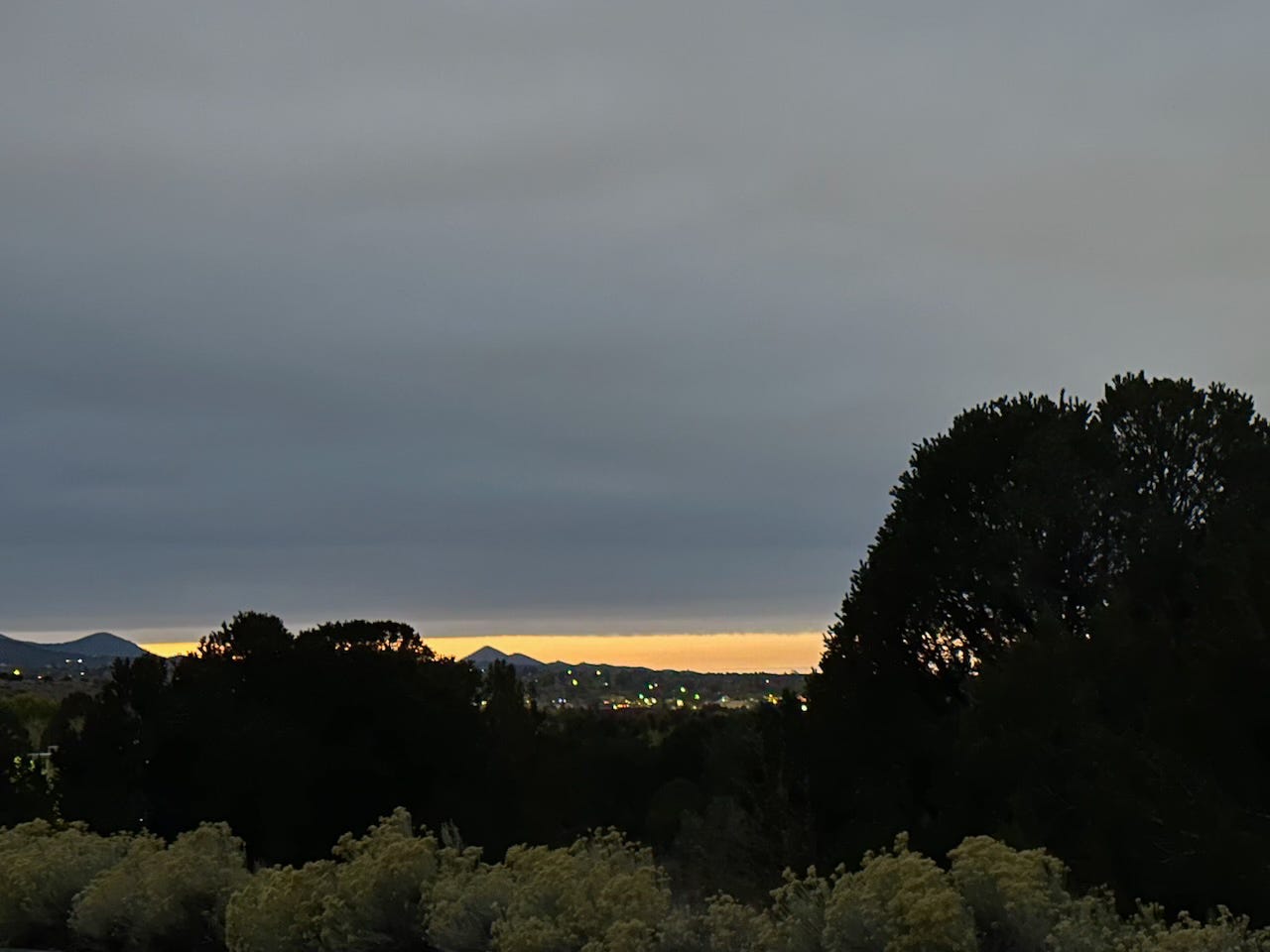 dawn, gray clouds, sunrise, Santa Fe