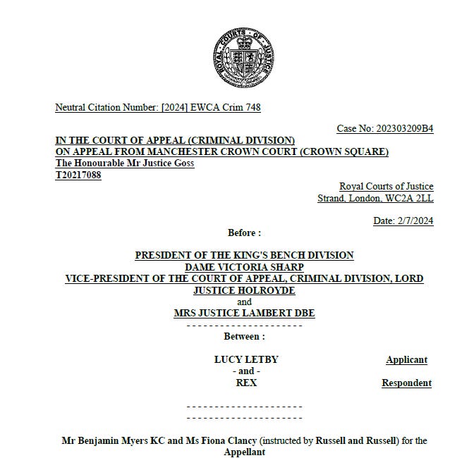 Lucy Letby Appeal Transcript Apr 2024 