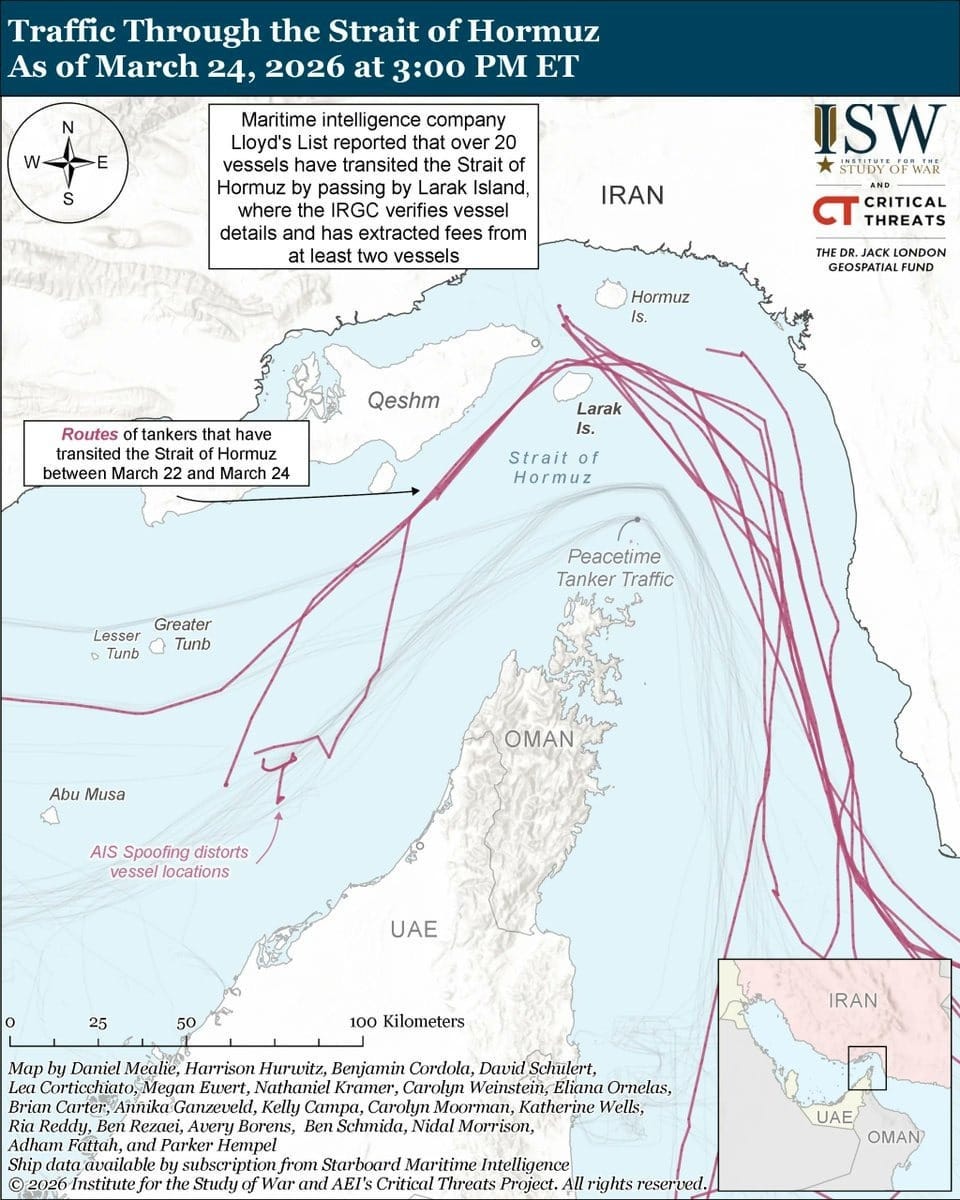 NEW | Evening Iran Update 🧵(1/5)⬇️ Iran is reportedly requiring some vessels to pay a fee to transit the Strait of Hormuz. Maritime intelligence company Lloyd's List reported on March 23 that NEW | Evening Iran Update 🧵(1/5)⬇️ Iran is reportedly requiring some vessels to pay a fee to transit the Strait of Hormuz. Maritime intelligence company Lloyd's List reported on March 23 that