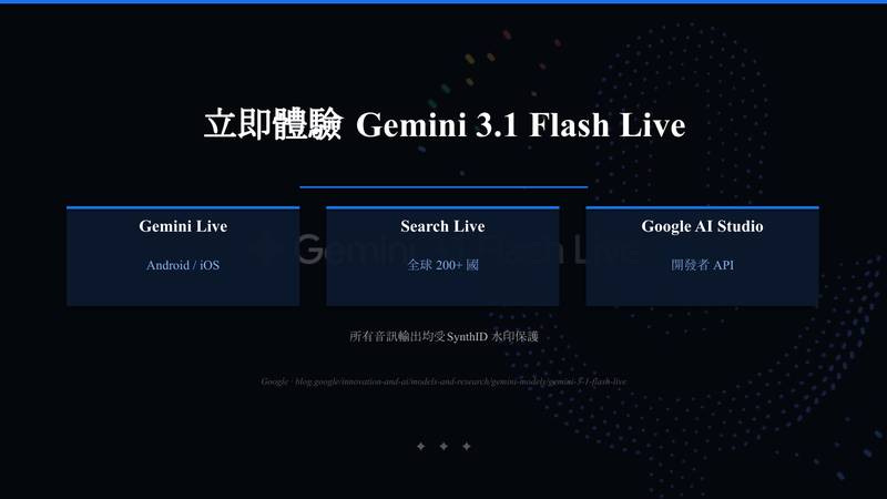 立即體驗 Gemini 3.1 Flash Live 立即體驗 Gemini 3.1 Flash Live