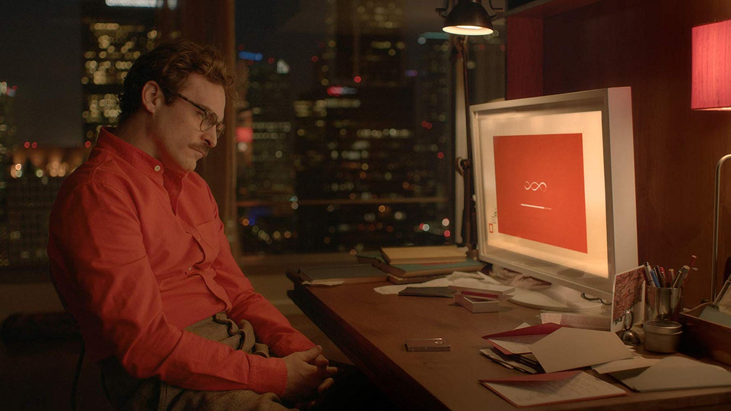 Cena do filme Her escrito por Spike Jonze e estrelado por Joaquin Phoenix com a inteligência artificial