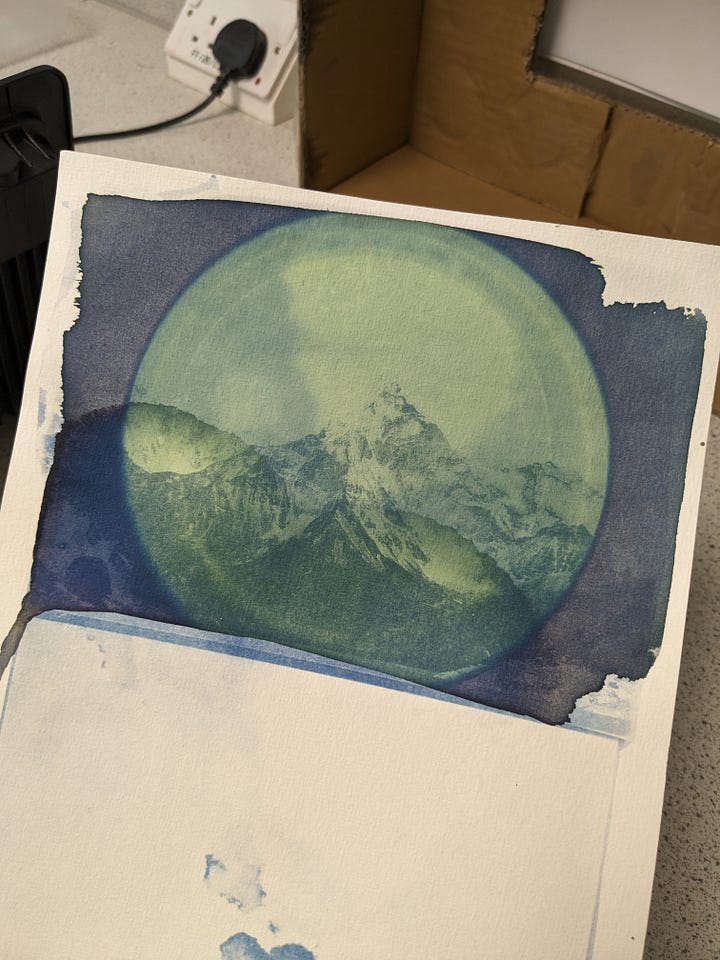 double exposure cyanotype print process