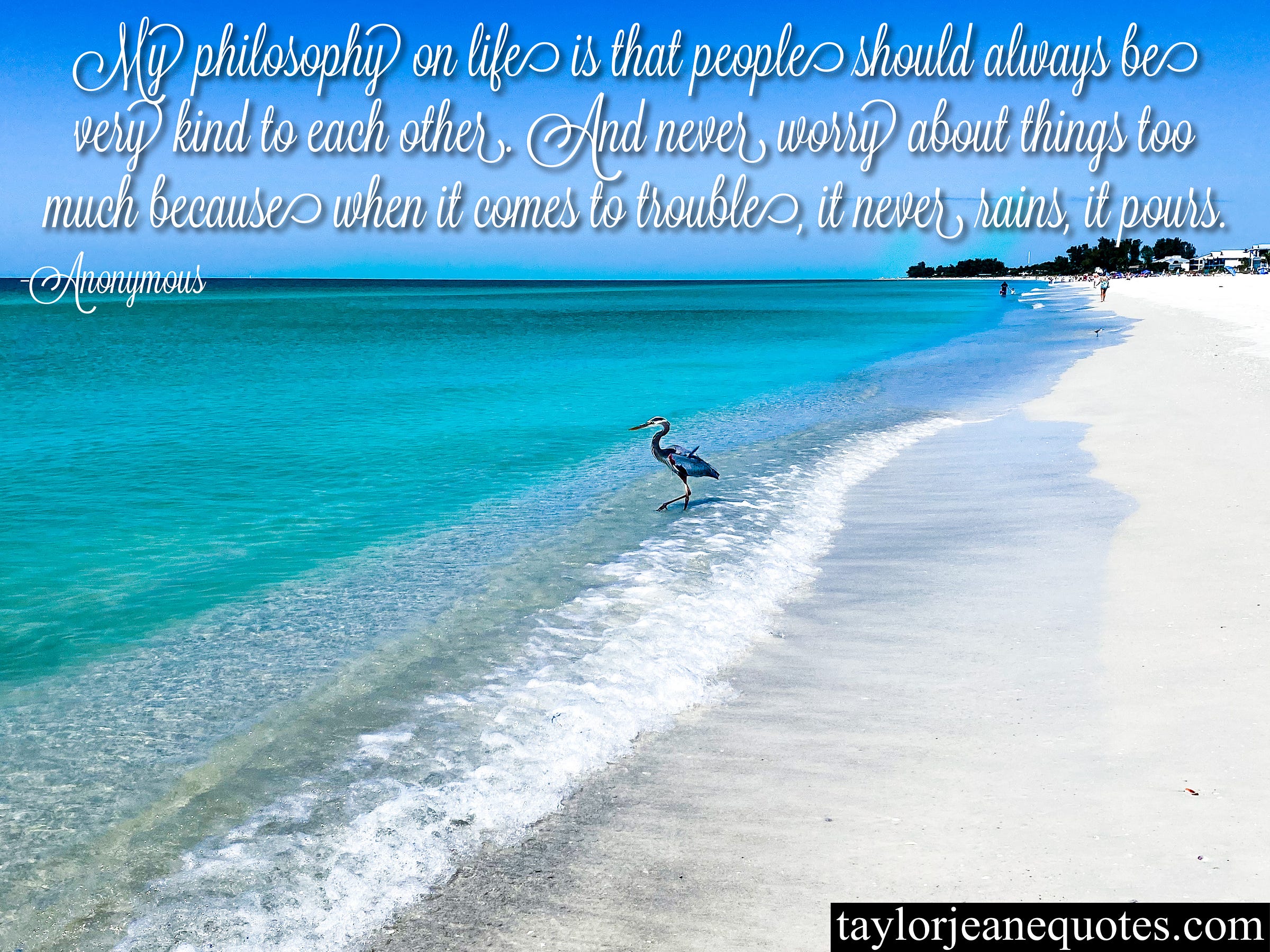 taylor jeane quotes, taylor jeane, taylor wilson, free inspirational daily quotes, free motivational daily quotes, inspirational quotes, motivational quotes, anonymous quotes, thomas sapp, anna maria island, florida, beach, life philosophy quotes, philosophy quotes, kindness quotes, trouble quotes, worrying quotes, rain quotes, respect quotes, peace quotes, world peace quotes, beach