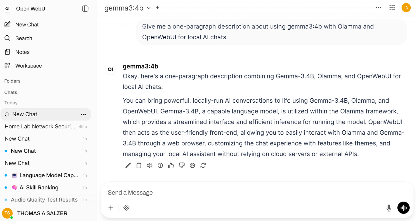 Open WebUI interface
