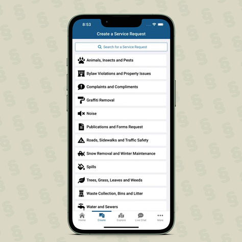 Three screenshots of Toronto's 3-1-1 iOS Mobile App