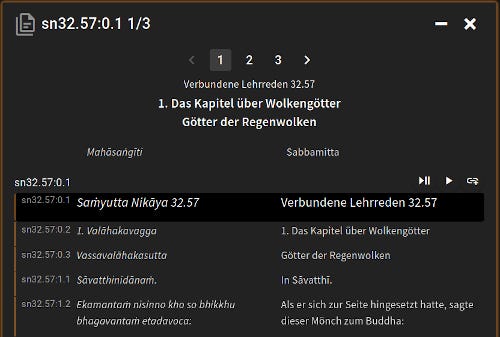 Suttakarte mit Wiedergabeliste
