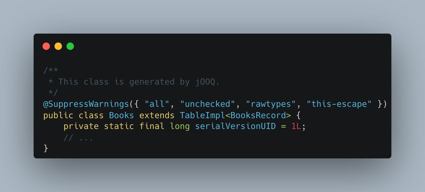 jOOQ Generated Table