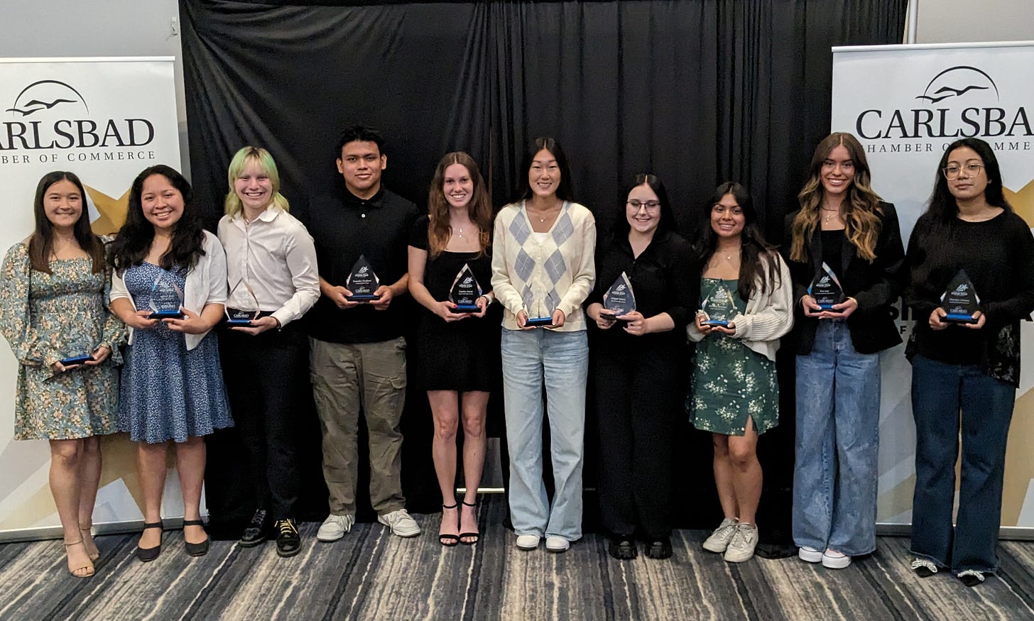 The Carlsbad Chamber of Commerce honored 10 high school seniors as part of the organization’s Rising Stars program for their efforts in the classroom and through extracurricular activities. Photo courtesy of the Carlsbad Chamber of Commerce The Carlsbad Chamber of Commerce honored 10 high school seniors as part of the organization’s Rising Stars program for their efforts in the classroom and through extracurricular activities. Photo courtesy of the Carlsbad Chamber of Commerce