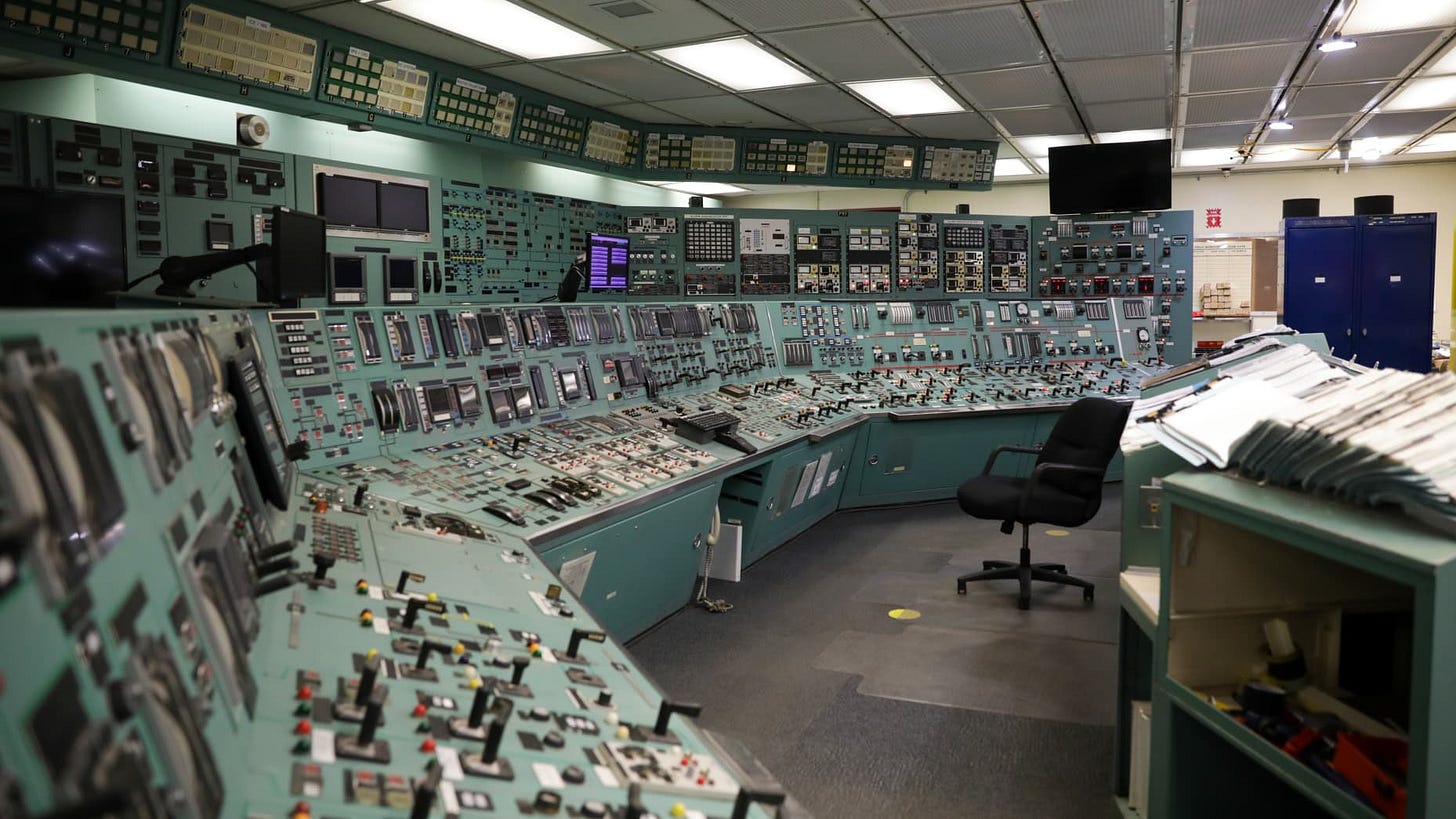 The control panel in the main control room of the Three Mile Island nuclear power plant in Middletown, Pennsylvania, Oct. 30, 2024. The control panel in the main control room of the Three Mile Island nuclear power plant in Middletown, Pennsylvania, Oct. 30, 2024.