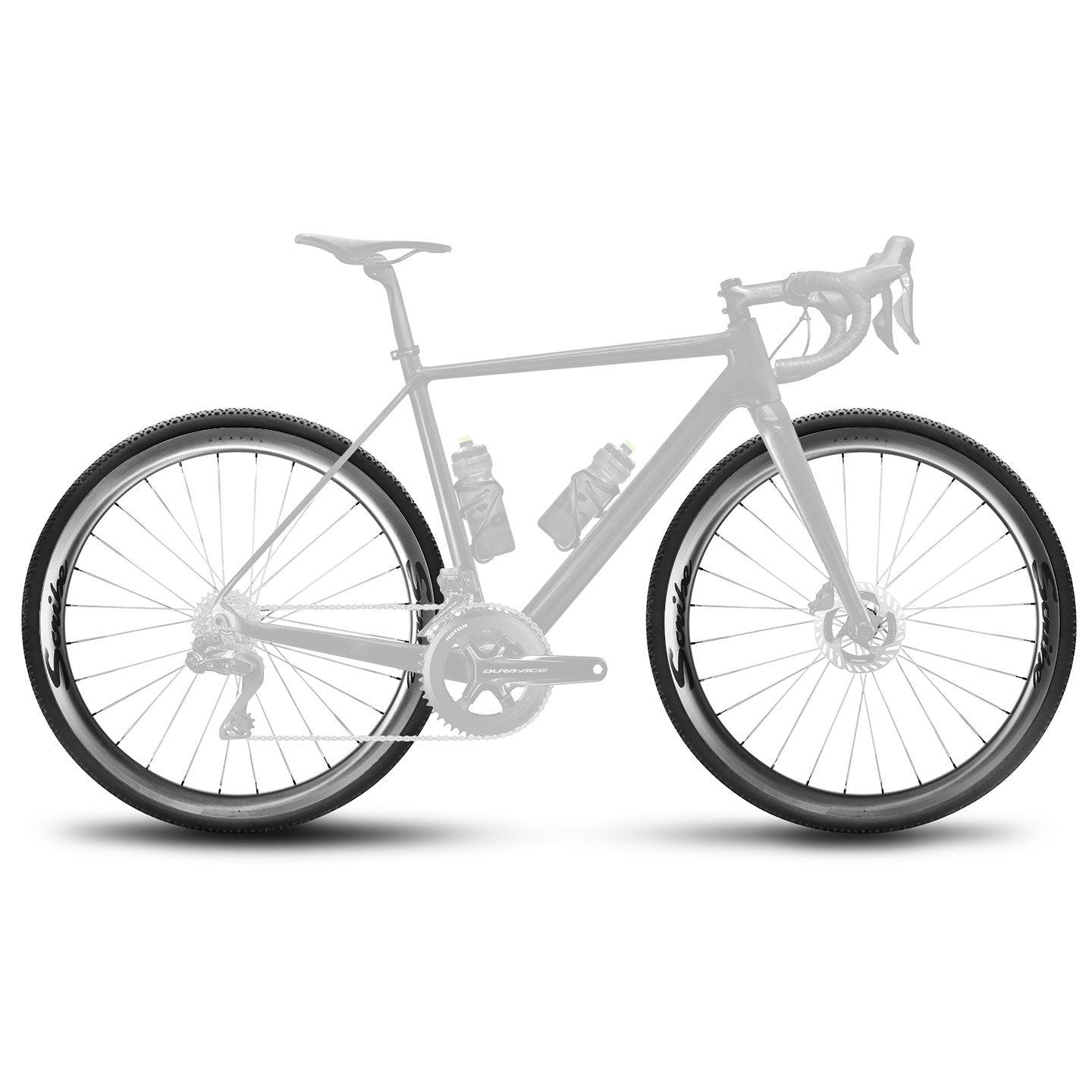 Scribe Gravel Carbon 40 wheels mounted on gravel bike — lightweight carbon wheelset for high performance.