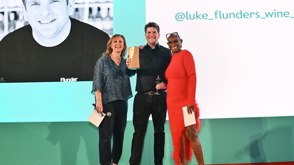 Luke Flunder celebrating the Fortnum & Mason award win