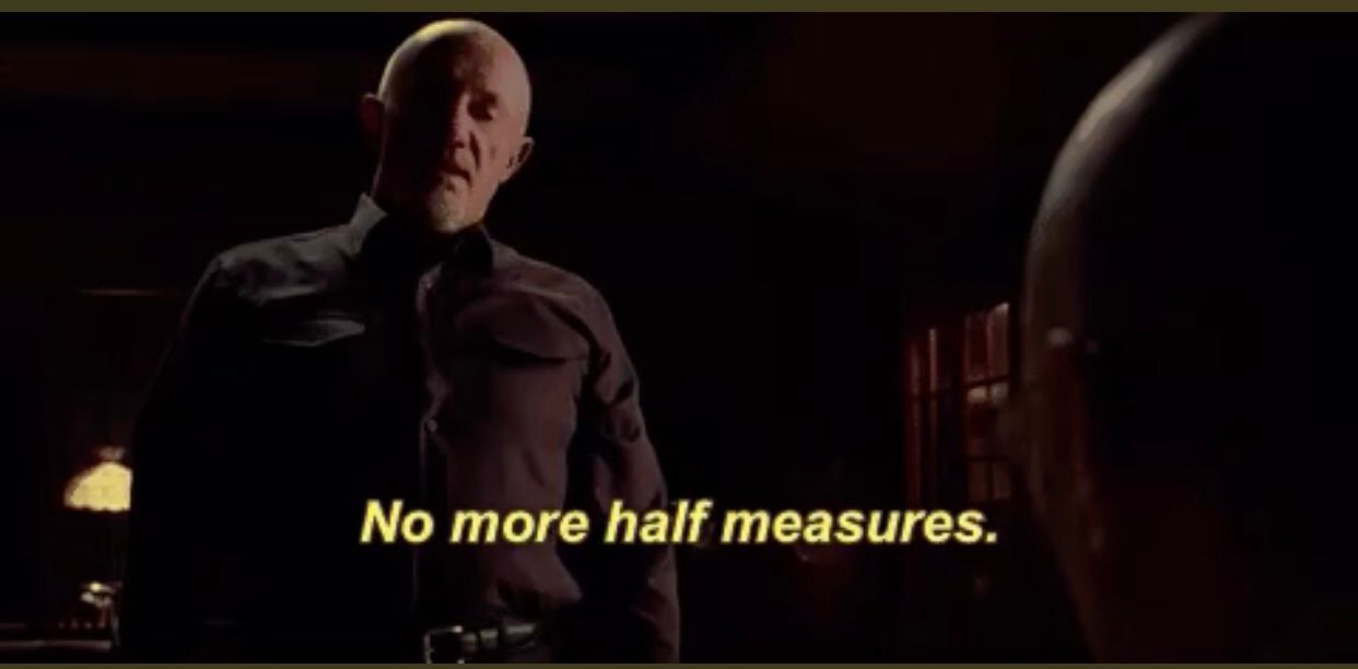 Jan Brewer on X: "So I stayed home tonight and watched Netflix. Caught up  on Breaking Bad episode “Half Measures.” Ends with this great line: “The  moral of the story is I