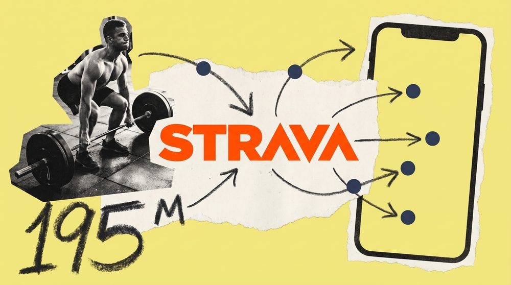Editorial collage of a barbell cutout with a network of hand-drawn lines routing away from a gym floor toward a phone shape Editorial collage of a barbell cutout with a network of hand-drawn lines routing away from a gym floor toward a phone shape