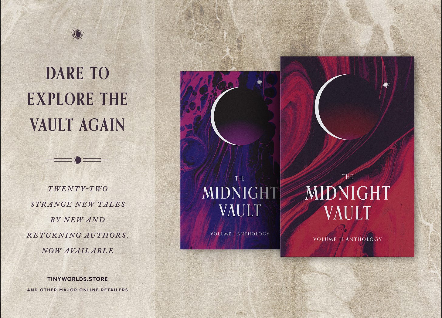 Banner for both volumes of The Midnight Vault.