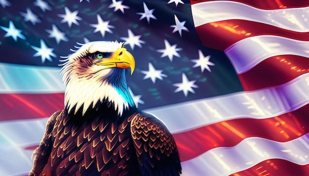 Premium AI Image | Bald Eagle in the front of american flag usa ...