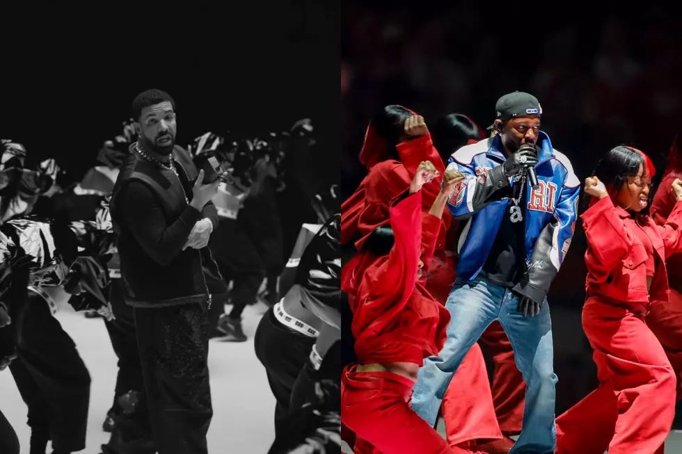 Drake Nokia video. Kendrick Lamar performs for the Apple Music Super Bowl LIX Halftime Show on February 09, 2025, at the Caesars Superdome in New Orleans, LA.