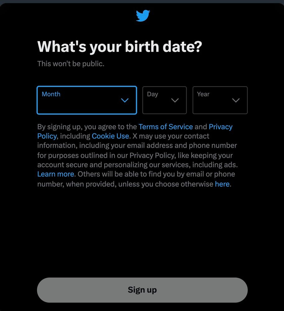 Permission form from Xitter, giving them rights to personal info.